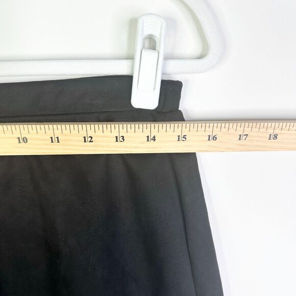 The Vanity Room Skirt Women L Black Mini Scallop Hem Faux Suede Preppy Twee Boho - Picture 6 of 8